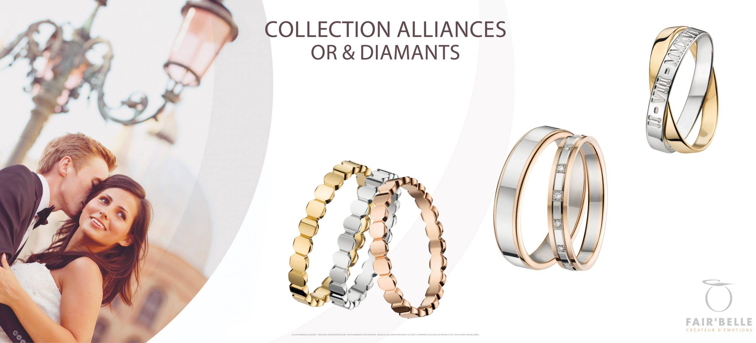 Alliance diamants or 750 Platine Fair belle fabrication francaise